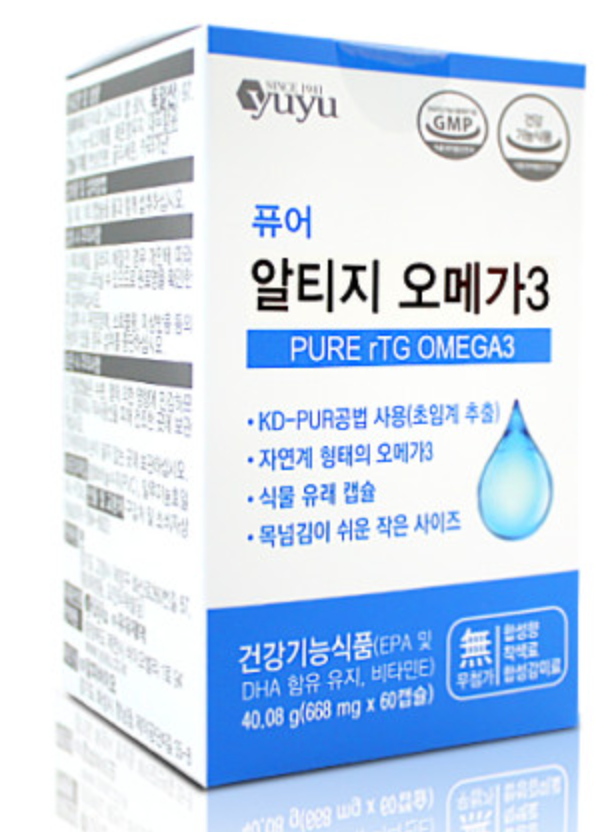 유유제약 퓨어알티지오메가3 원조 (668mg x 60캡슐)